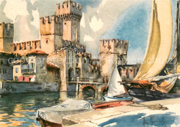Sirmione Lago di Garda Il Castello Kuenstlerkarte
