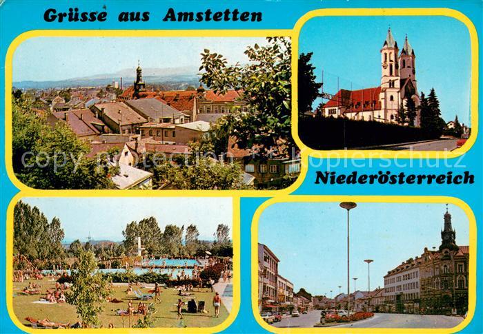Amstetten Niederoesterreich Panorama Kirche Schwimmbad Ortspartie