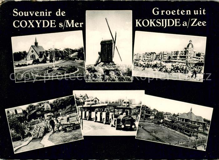 Koksijde Orts und Teilansichten mit Kirche und Windmuehle