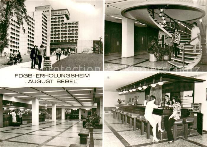 Friedrichroda FDGB Erholungsheim August Bebel Wendeltreppe Empfangshalle Hallenb