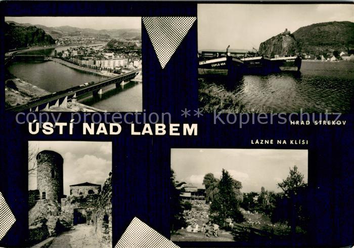 Usti nad Labem Panorama Elbe Hrad Strekov Burg Lazne na Klisi