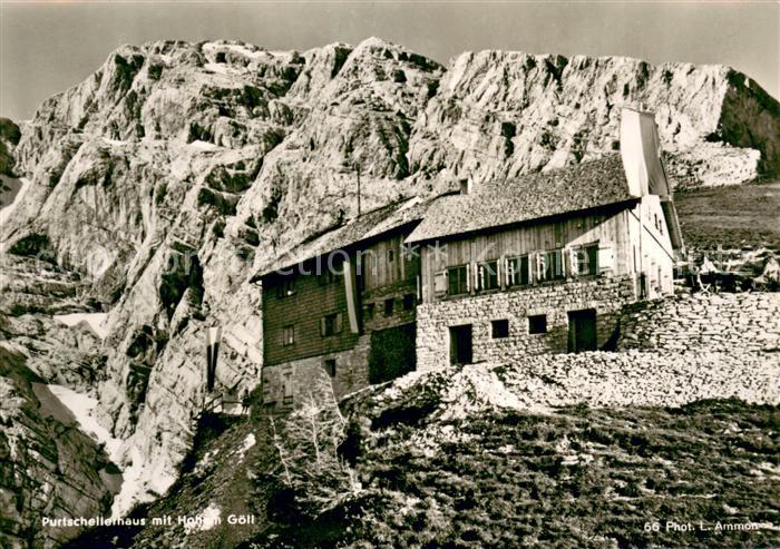Schoenau Berchtesgaden Purtschellerhaus mit Hohem Goell Berghaus Berchtesgadener