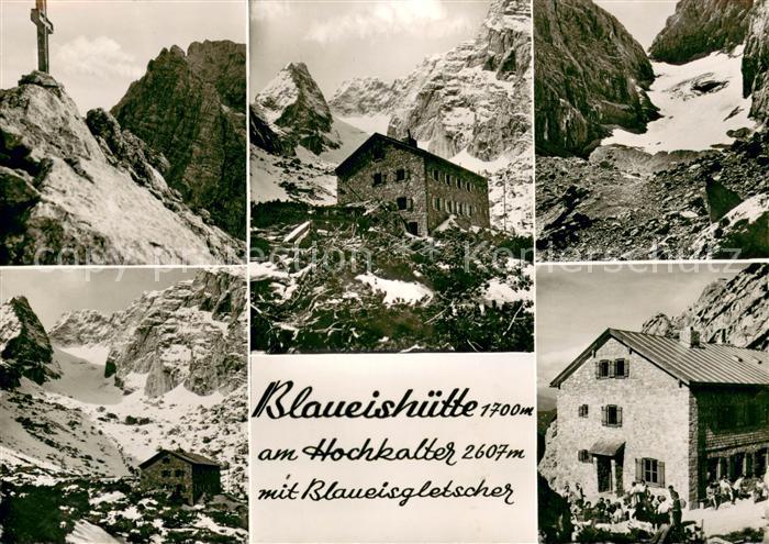 BERCHTESGADEN Bayern Blaueishuette am Hochkalter mit Blaueisgletscher Berghaus B