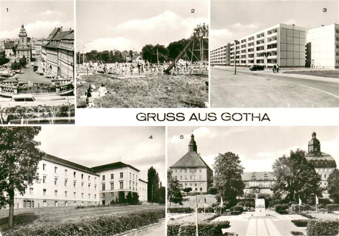 Gotha Thueringen Markt Volksbad Neubauten Fachschule fuer Finanzwirtschaft Schlo