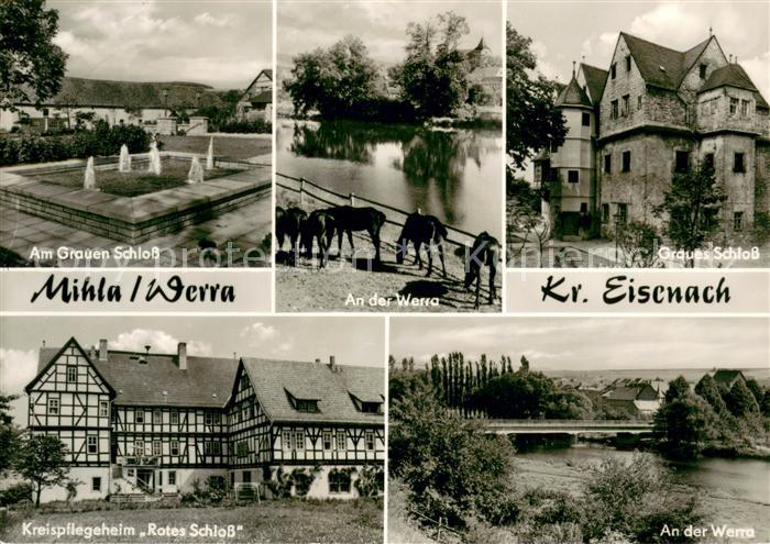 Mihla Wasserspiele Graues Schloss Partie an der Werra Pferdekoppel Pflegeheim Ro