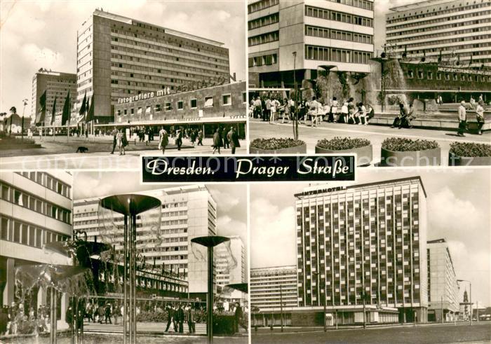 DRESDEN Elbe Prager Strasse Interhotel Wasserspiele