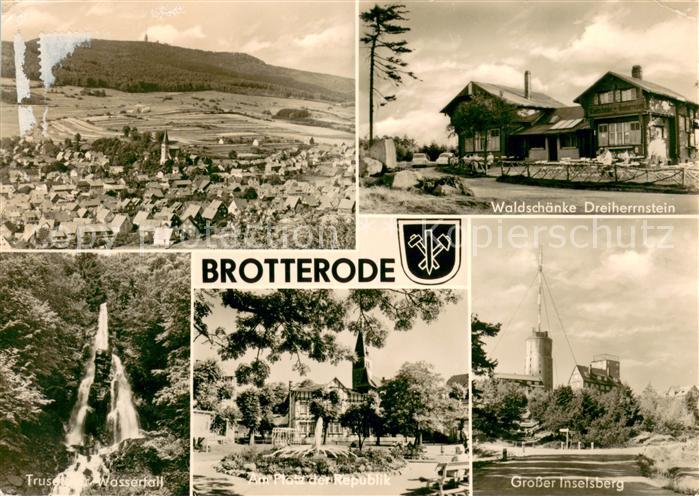 Brotterode Panorama Waldschaenke Dreiherrnstein Trusebach Wasserfall Platz der R