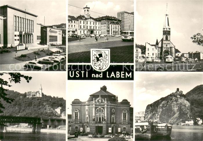 Usti nad Labem Sehenswuerdigkeiten der Stadt Elbe Bruecke Burg