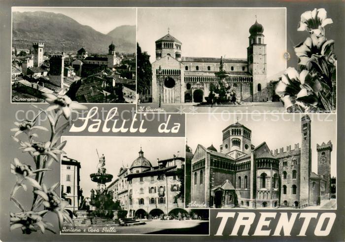 Trento Panorama Il Duomo Abside Fontana e Casa Bella