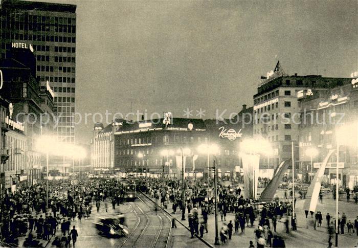 Zagreb Trg Republike nocu Platz der Republik Nachtaufnahme