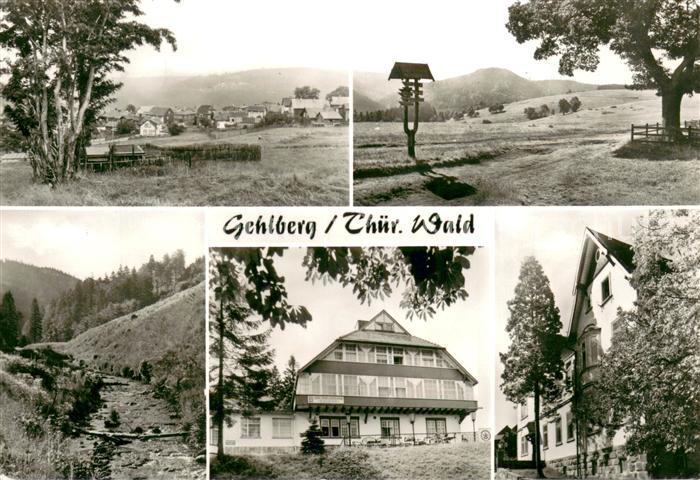 Gehlberg Teilansicht Wegweiser Landschaftspanorama Wilde Gera FDGB Erholungsheim