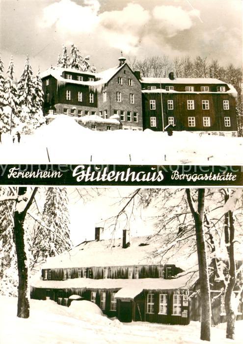 Stutenhaus Adlersberg Ferienheim Berggaststaette im Winter Handabzug