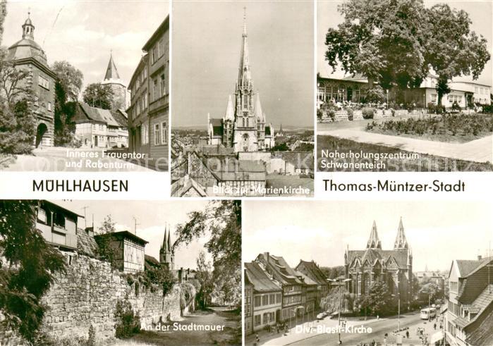 Muehlhausen Thueringen Thomas Muentzer Stadt Frauentor Rabenturm Marienkirche Na