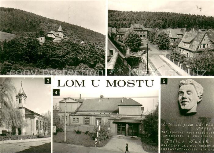 Lom Bruch Schloss Platz Kirche Kulturhaus Bueste Julius Fucik Denkmal