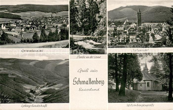 Schmallenberg Gesamtansicht Panorama Gebirgslandschaft Partie an der Lenne Ortsa
