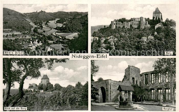 Nideggen Eifel Panorama Blick vom Zerkall Burg Burghof Ruine