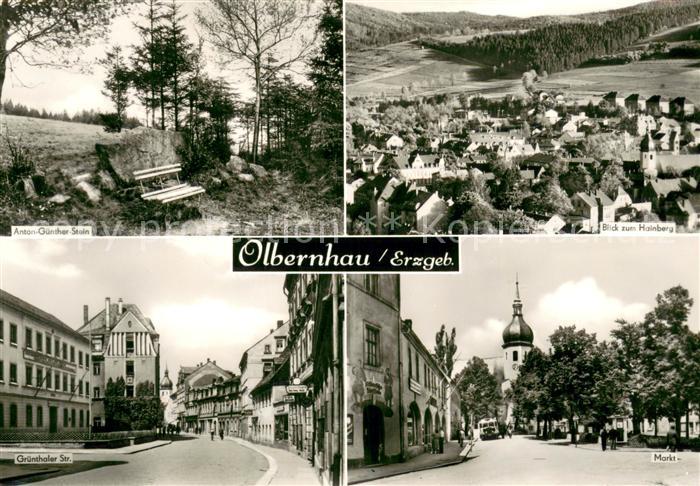 Olbernhau Erzgebirge Anton Guenther Stein Gedenkstein Gruenthaler Strasse Markt