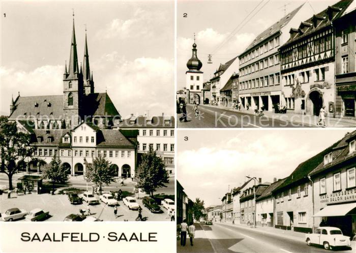 Saalfeld Saale Marktplatz Kirche HO Gaststaette Blankenburger Tor Strasse des Fr