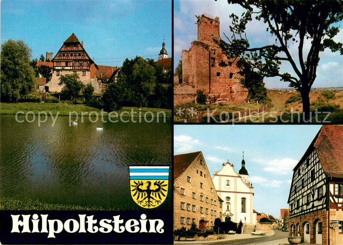 Hilpoltstein Mittelfranken Partie am Wasser Burgruine Altstadt Fachwerkhaus Kirc