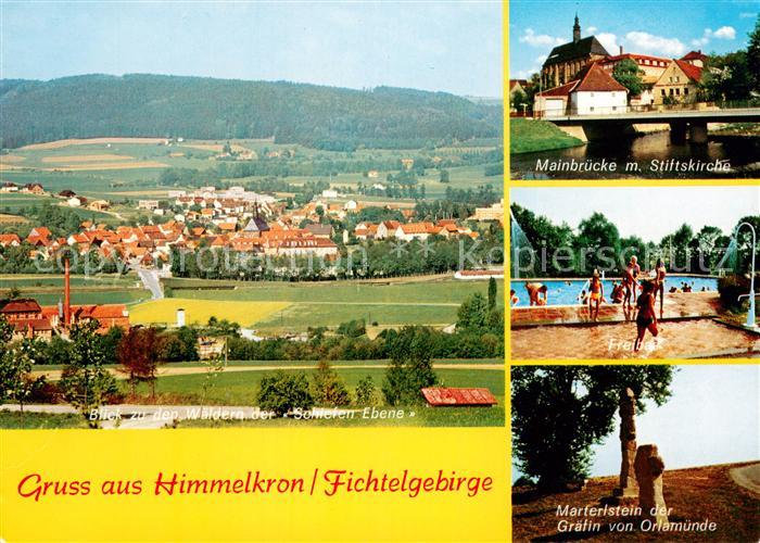 Himmelkron Panorama Fichtelgebirge Mainbruecke Stiftskirche Freibad Gedenkstein