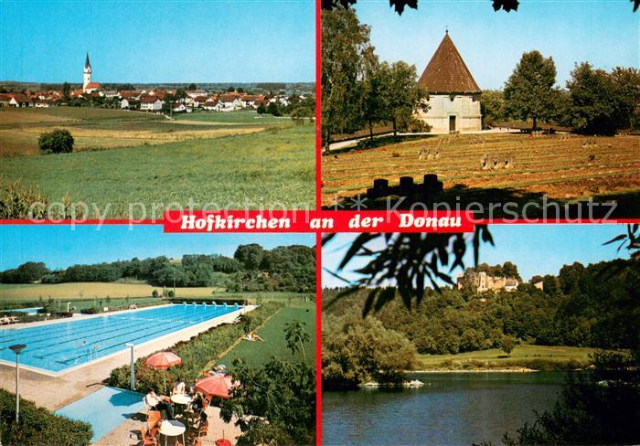 Hofkirchen Donau Panorama Felder Blick ueber die Donau Freibad