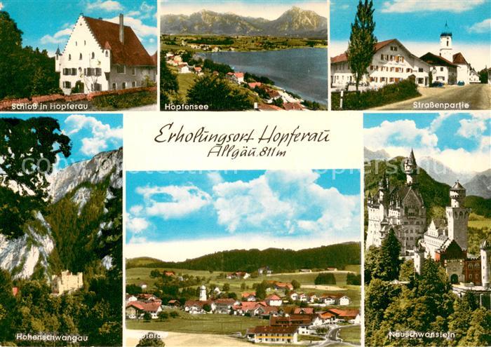 Hopferau Schloss Hopfensee Motiv mit Kirche Hohenschwangau Schloss Neuschwanstei