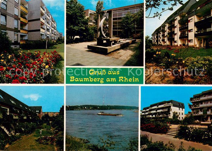 Baumberg Rheinland Motive Wohnsiedlungen Brunnen Uferpartie am Rhein