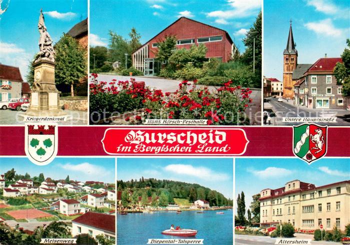Burscheid Kriegerdenkmal Festhalle Hauptstrasse Kirche Meisenweg Wohnsiedlung Di