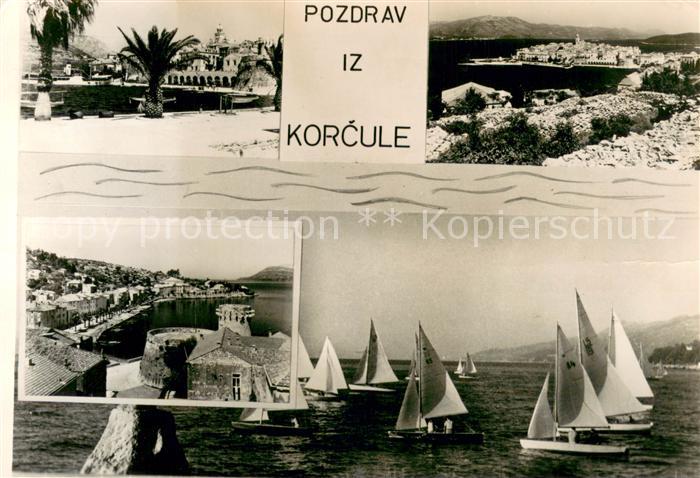 Korcula Panorama Kuestenort Segelregatta