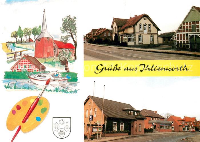 Ihlienworth Kirche Zeichnung Ortsansichten Hauptstrasse