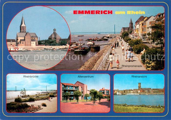 Emmerich Rhein Blick zur Kirche Rheinpromenade Rheinbruecke Altenzentrum