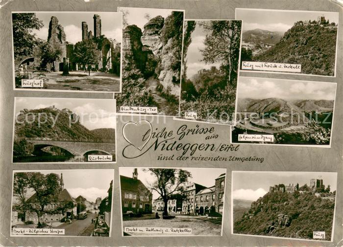 Nideggen Eifel Burgruine Markt Rathaus Ratskeller Zuelpicher Strasse Rurbruecke