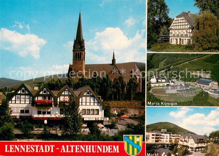 Altenhundem Motiv mit Kirche Gymnasium Maria Koenigin Markt