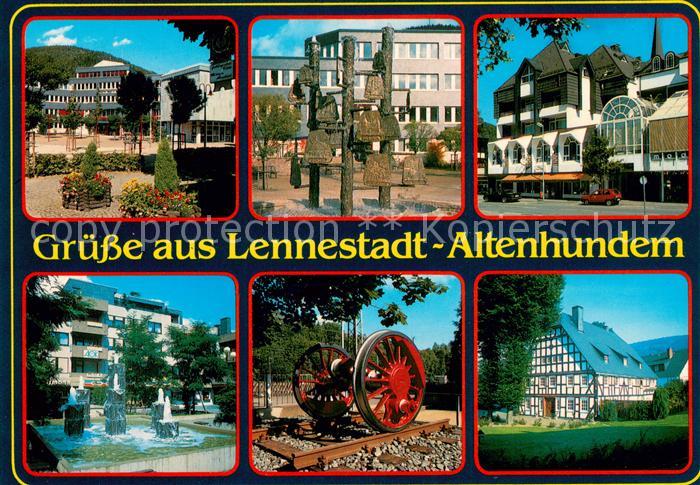 Altenhundem Gebaeude Innenstadt Brunnen Fachwerkhaus Achse Eisenbahn
