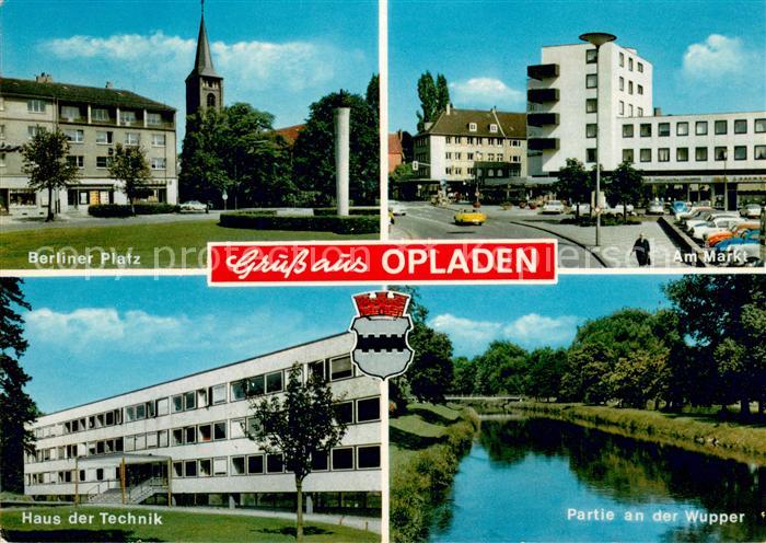 Opladen Berliner Platz Kirche Markt Haus der Technik Partie an der Wupper