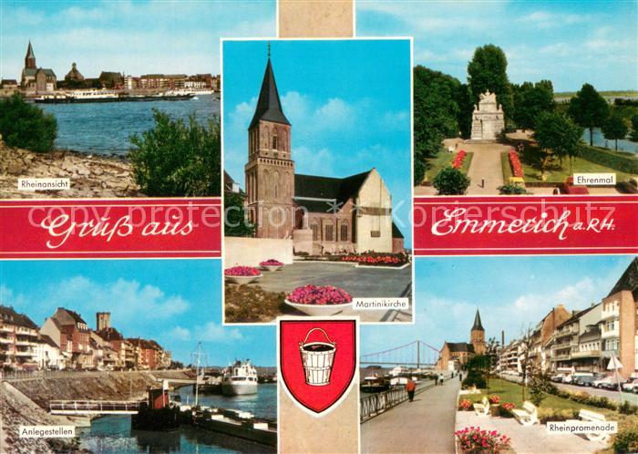 Emmerich Rhein Rheinansicht Ehrenmal Kirche Anlegestellen Rheinpromenade