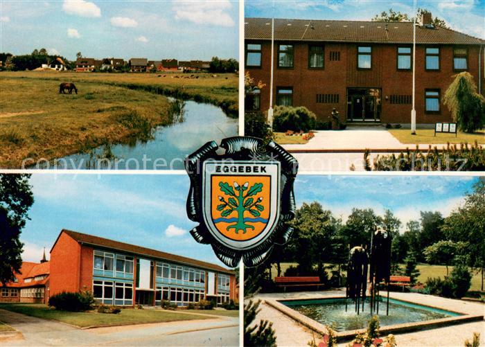 Eggebek Partie am Bach Teilansichten Brunnen Wappen