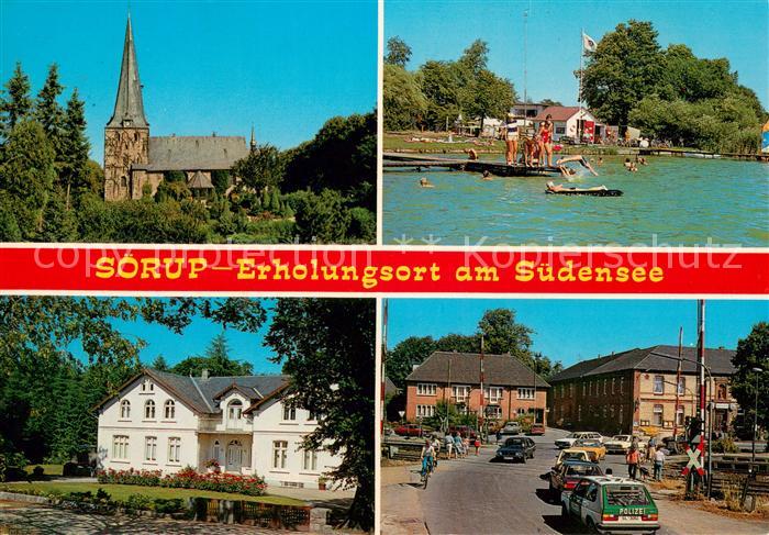 Soerup Kirche Schloss Bahnuebergang Badesee