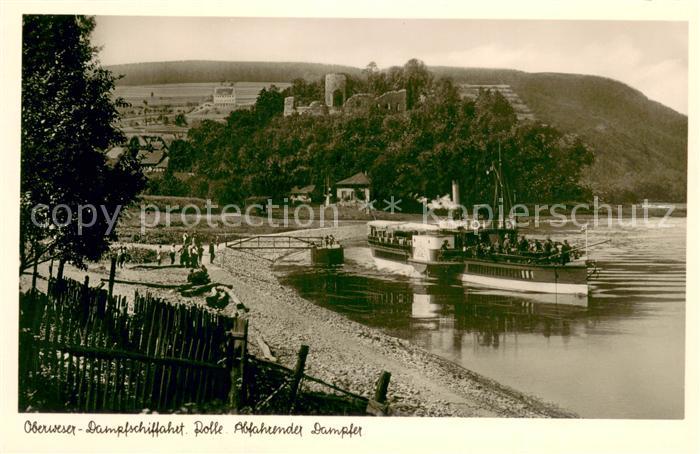 Polle Oberweser Dampfschiffahrt Abfahrender Dampfer