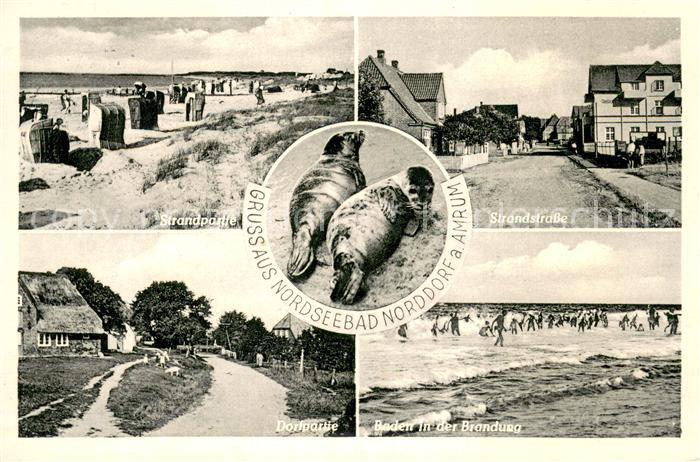 Norddorf Amrum Strandpartie Strandstrasse Dorfpartie Baden in der Brandung