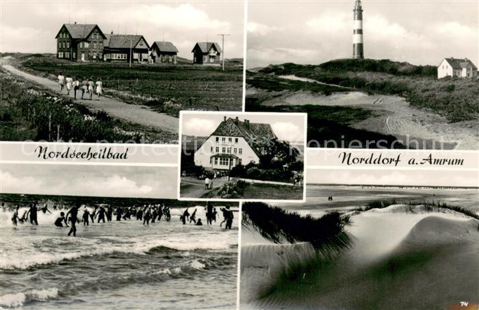 Norddorf Amrum Nordseeheilbad Leuchtturm Brandung Duenen