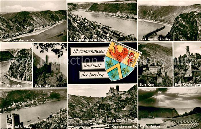 St Goarshausen Panorama Blick von der Loreley Burg Maus Burg Katz Burg Reichenba