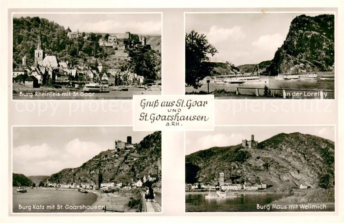 St Goar Burg Rheinfels An der Loreley Burg Katz mit St Goarshausen Burg Maus mit