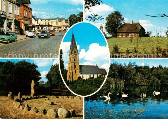 Suederbrarup Dorfstrasse SteinkreisKirche Friesenhaus Schwanenteich