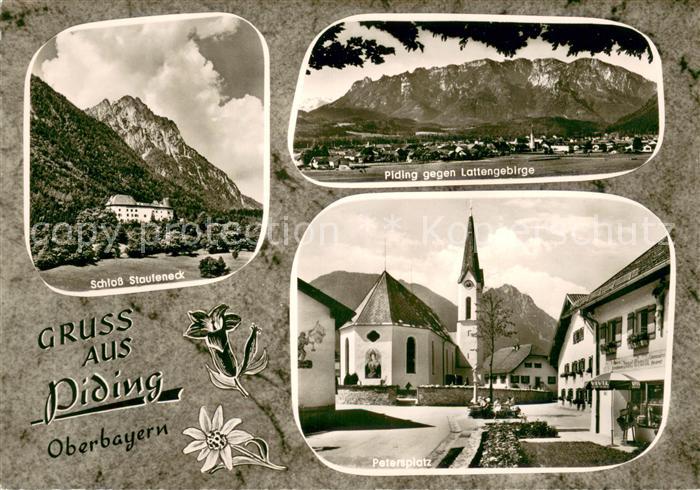 Piding Schloss Staufeneck Piding mit Lattengebirge Petersplatz