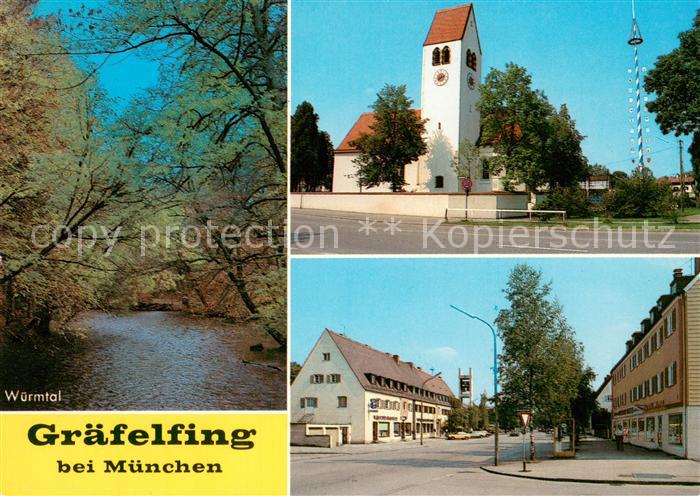Graefelfing Wuermtal Kirche Strassenpartie