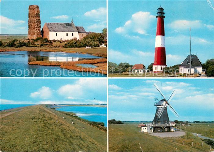 Pellworm Kirche Leuchtturm Damm Windmuehle