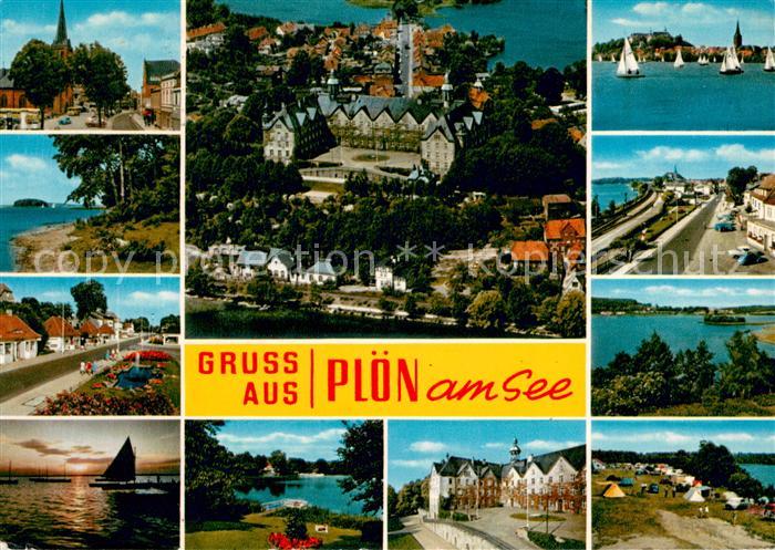 Ploen See Orts und Teilansichten Strand und Seepartien Fliegeraufnahme