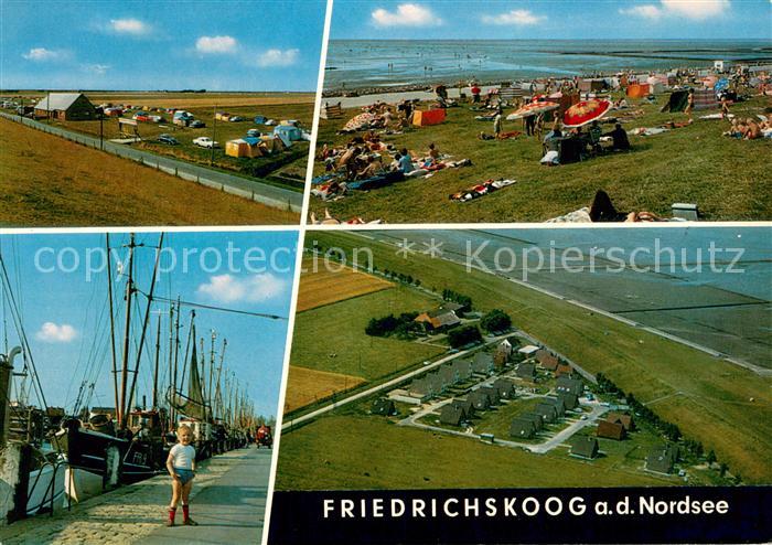 Friedrichskoog Nordseebad Campingplatz Strandpartie Fischerhafen Fliegeraufnahme