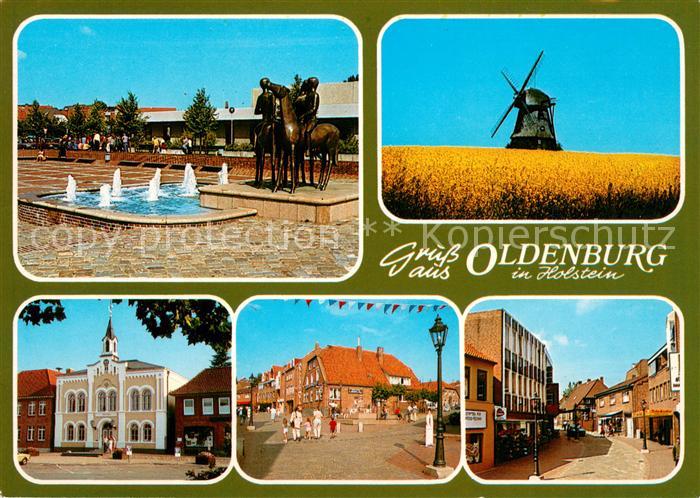 Oldenburg Holstein Brunnen Reiterskulptur Windmuehle Rathaus Ortspartien